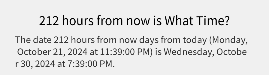 What date is 212 hours from now?