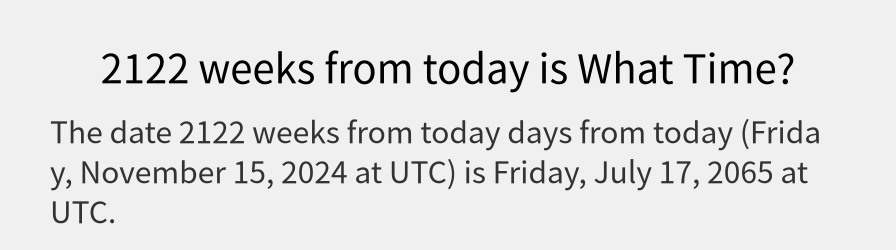 What date is 2122 weeks from today?