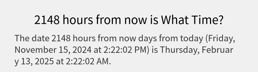 What date is 2148 hours from now?