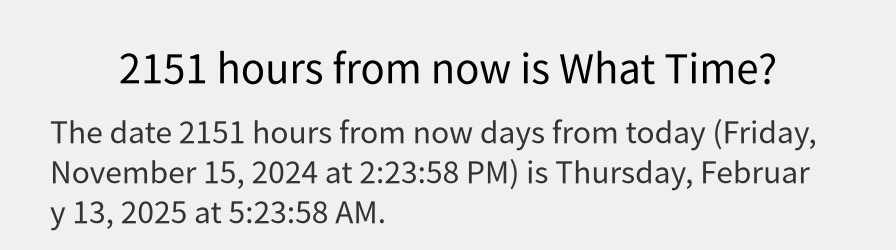 What date is 2151 hours from now?