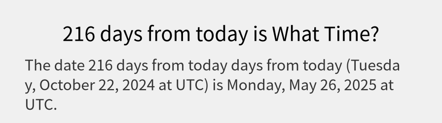 What date is 216 days from today?