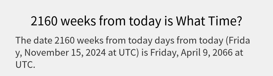 What date is 2160 weeks from today?