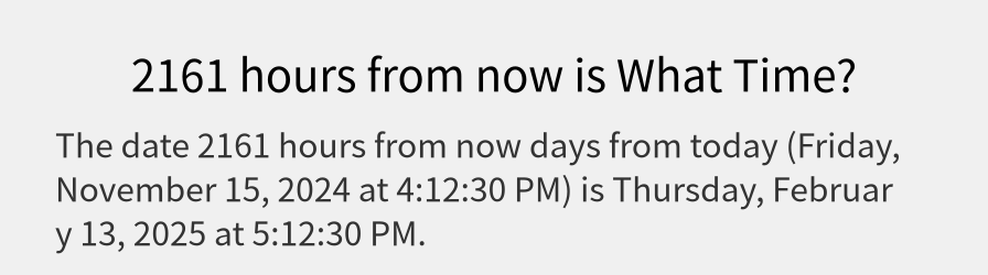 What date is 2161 hours from now?