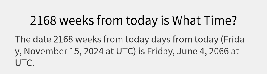 What date is 2168 weeks from today?