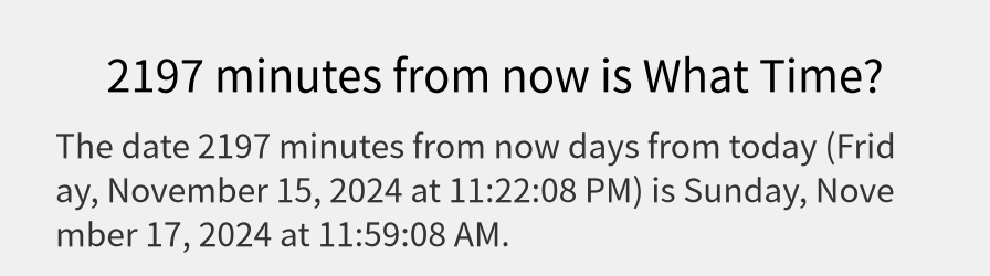 What date is 2197 minutes from now?