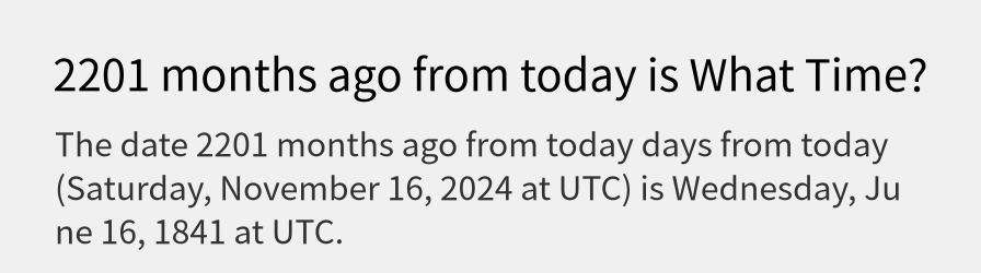 What date is 2201 months ago from today?