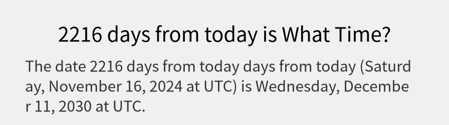 What date is 2216 days from today?