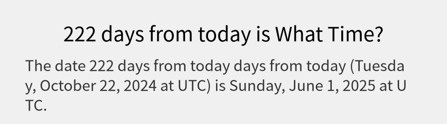 What date is 222 days from today?