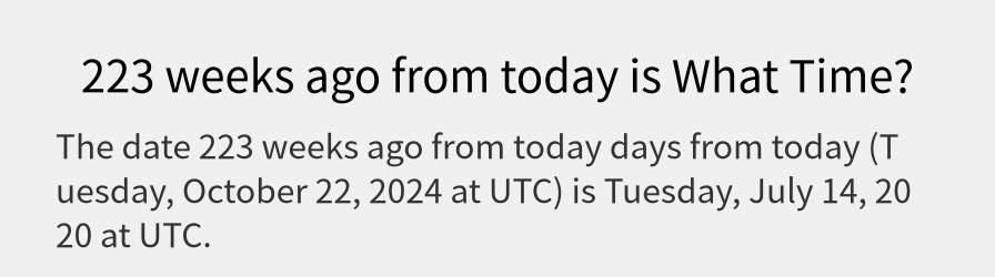 What date is 223 weeks ago from today?