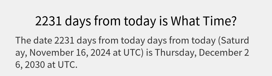 What date is 2231 days from today?