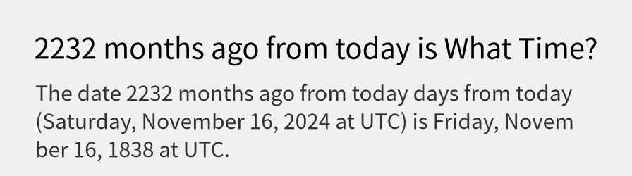 What date is 2232 months ago from today?