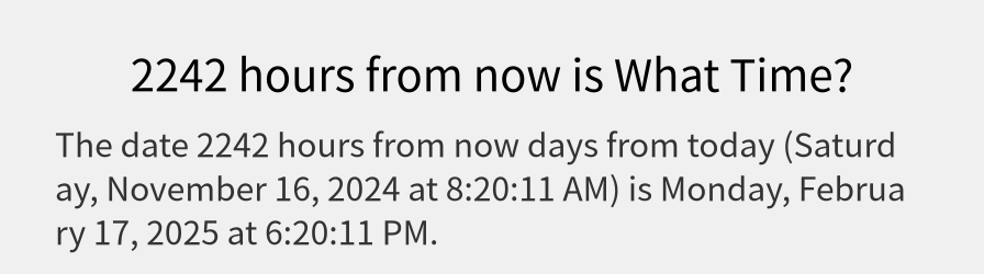 What date is 2242 hours from now?