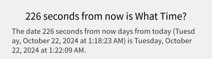 What date is 226 seconds from now?