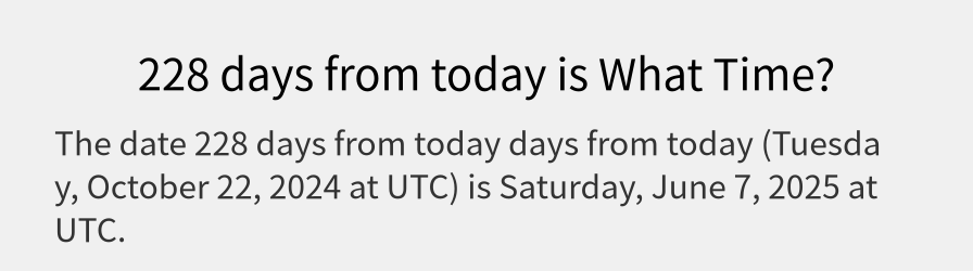 What date is 228 days from today?