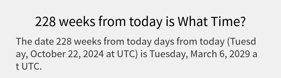 What date is 228 weeks from today?