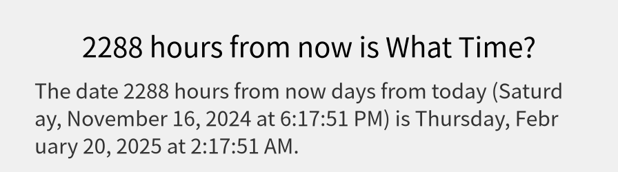 What date is 2288 hours from now?