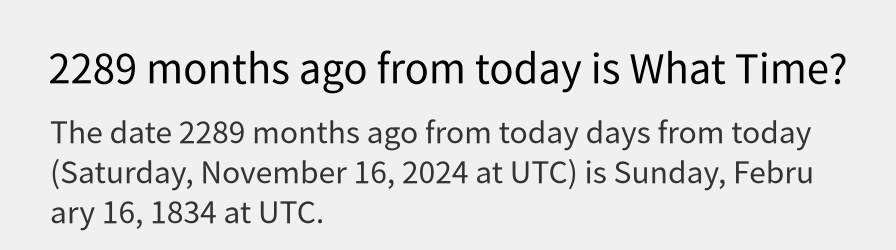 What date is 2289 months ago from today?