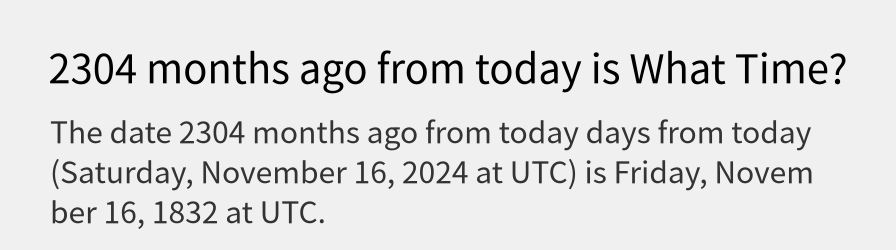 What date is 2304 months ago from today?