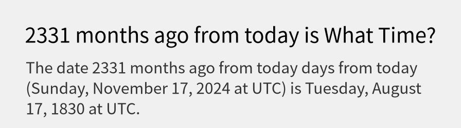 What date is 2331 months ago from today?