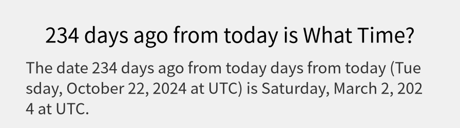 What date is 234 days ago from today?