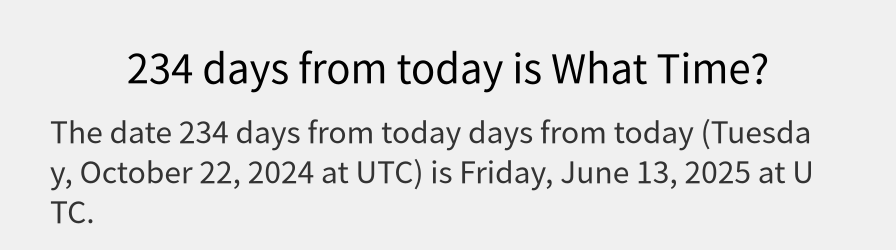 What date is 234 days from today?