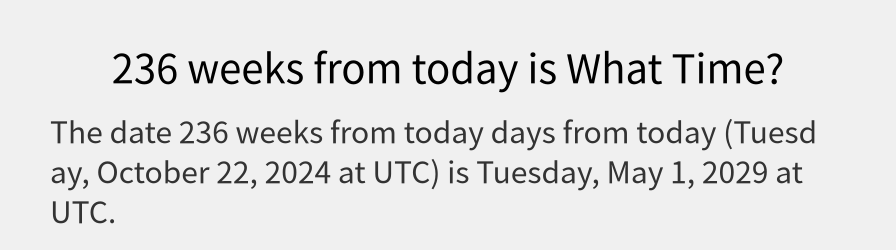 What date is 236 weeks from today?