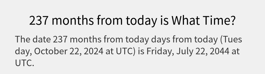 What date is 237 months from today?