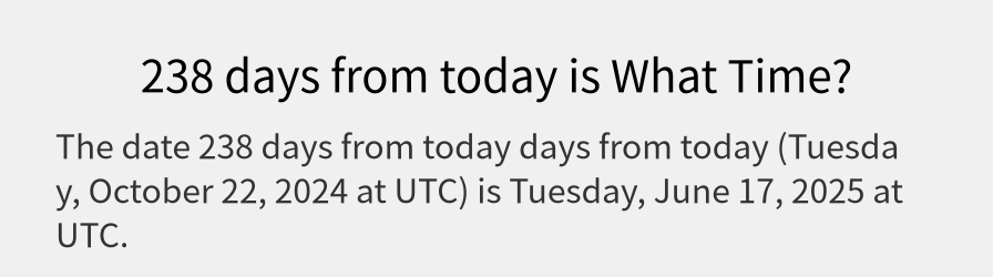 What date is 238 days from today?