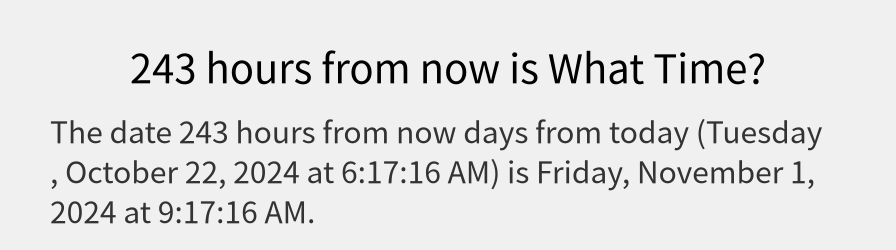 What date is 243 hours from now?