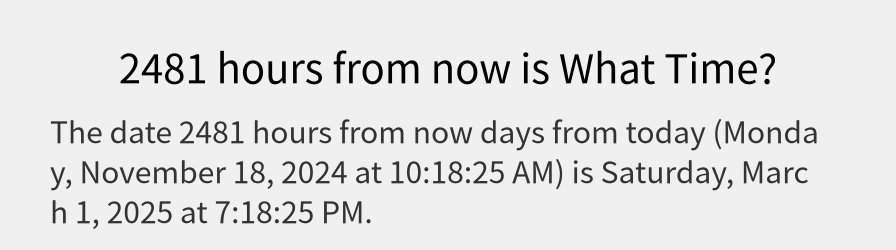 What date is 2481 hours from now?