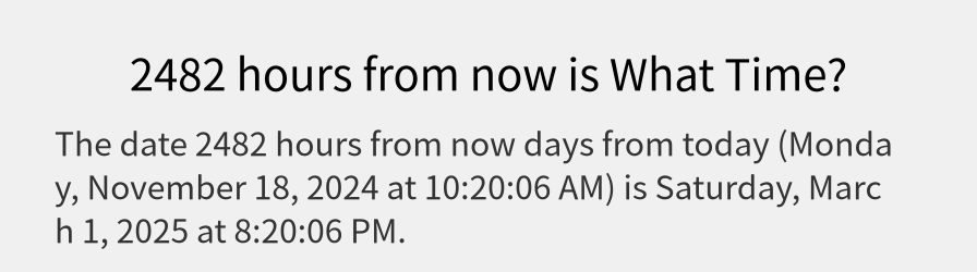 What date is 2482 hours from now?