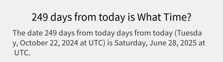 What date is 249 days from today?