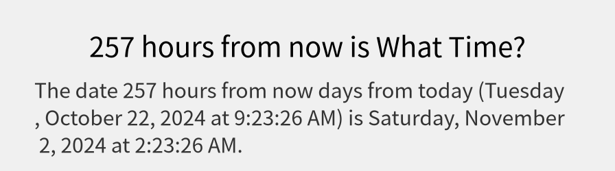 What date is 257 hours from now?