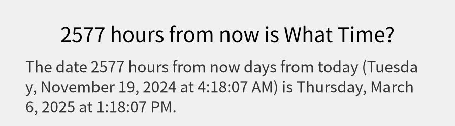 What date is 2577 hours from now?