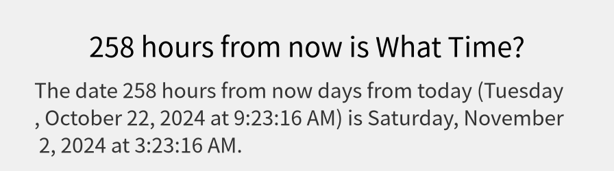 What date is 258 hours from now?