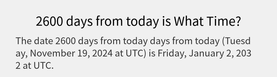 What date is 2600 days from today?