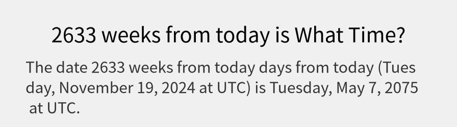 What date is 2633 weeks from today?