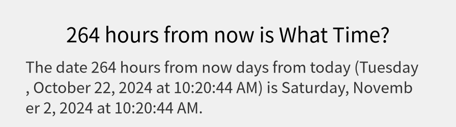 What date is 264 hours from now?