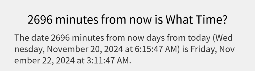 What date is 2696 minutes from now?