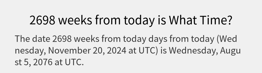 What date is 2698 weeks from today?