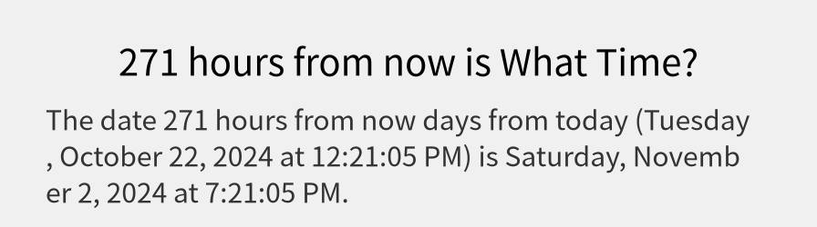 What date is 271 hours from now?