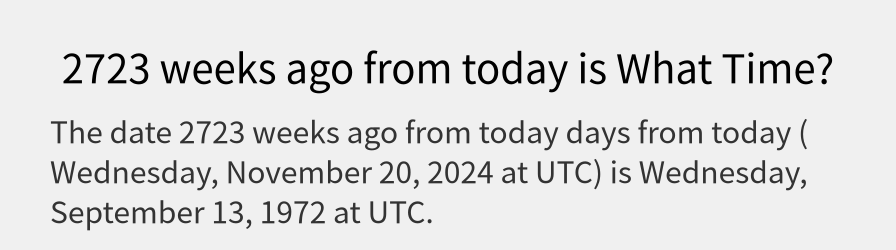 What date is 2723 weeks ago from today?