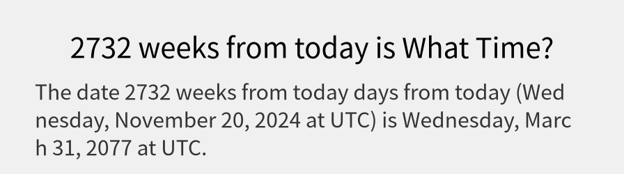 What date is 2732 weeks from today?