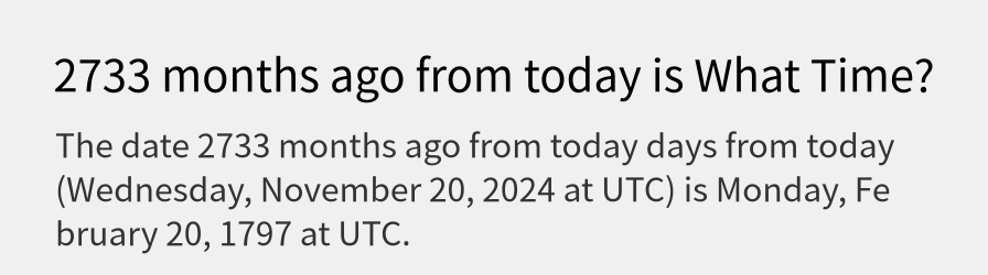 What date is 2733 months ago from today?