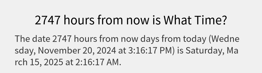 What date is 2747 hours from now?