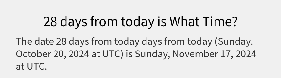 What date is 28 days from today?