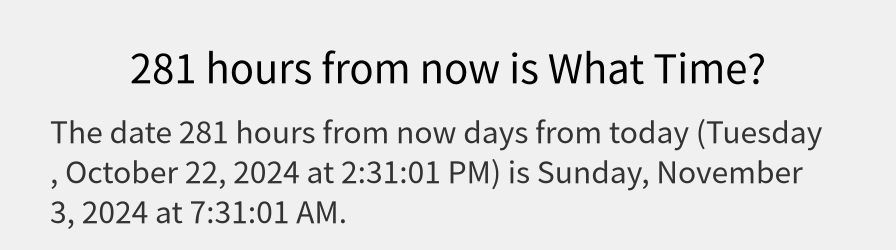 What date is 281 hours from now?