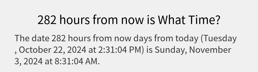 What date is 282 hours from now?