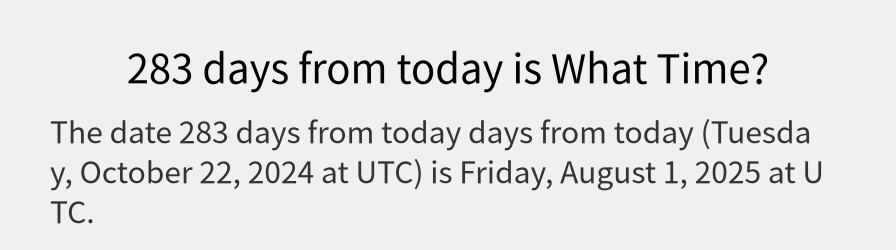 What date is 283 days from today?