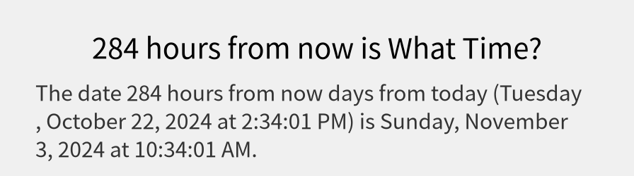 What date is 284 hours from now?